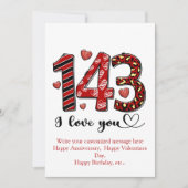 143 Ik hou van jou Gepersonaliseerd Valentijns Jub Feestdagenkaart (Voorkant)