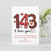 143 Ik hou van jou Gepersonaliseerd Valentijns Jub Feestdagenkaart (Staand voorkant)