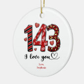 143 Ik hou van jou Gepersonaliseerd Valentijns Jub Keramisch Ornament (Links)
