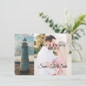 143 Lighthouse Waterverf Volledige foto Opslaan va Save The Date (Staand voorkant)