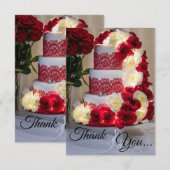 1458-Bruidstaart, Boeket, Ringen en Sluier Bedankkaart (Voorkant / Achterkant)