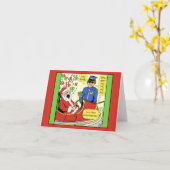 1469 Ho Ho Ho In Deze Kerstman Cartoon Kaart (Gele Bloem)