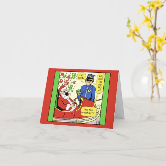 1469 Ho Ho Ho In Deze Kerstman Cartoon Kaart (Gele Bloem)