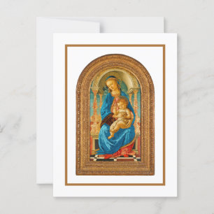 1470 Botticelli Madonna en kind op de troon Briefkaart