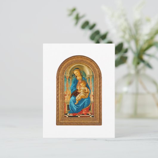 1470 Botticelli Madonna en kind op de troon Briefkaart (Staand voorkant)