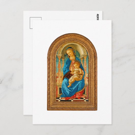 1470 Botticelli Madonna en kind op de troon Briefkaart (Voorkant / Achterkant)