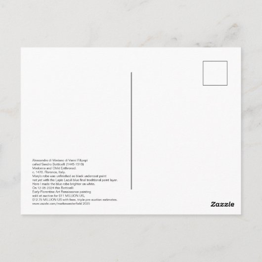 1470 Botticelli Madonna en kind op de troon Briefkaart (Achterkant)