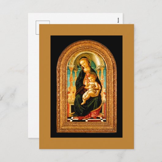 1470 Botticelli Madonna en kind op de troon Feestdagenkaart (Voorkant / Achterkant)