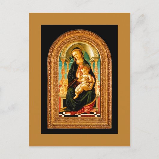 1470 Botticelli Madonna en kind op de troon Feestdagenkaart (Voorkant)