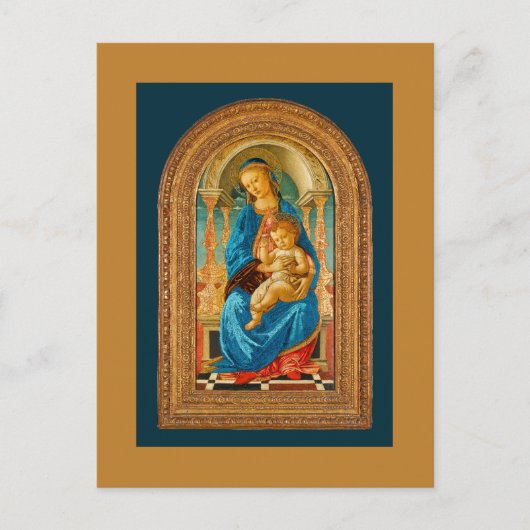 1470 Botticelli Madonna en kind op de troon Feestdagenkaart (Voorkant)