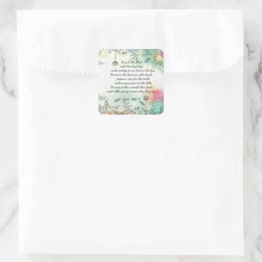 147 psalm vierkante sticker (Tas)