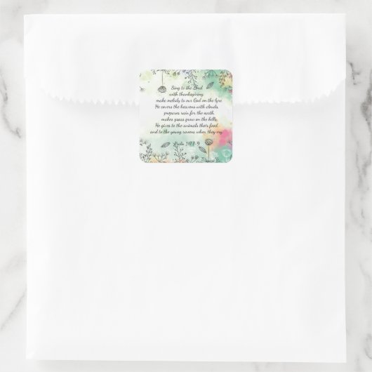 147 psalm vierkante sticker (Tas)