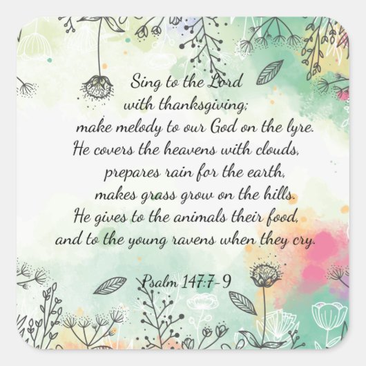 147 psalm vierkante sticker (Voorkant)