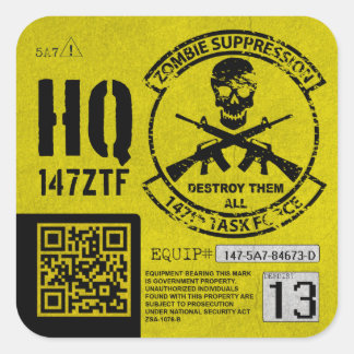 147e Zombie Task Force Headquarters Unit ID Vierkante Sticker