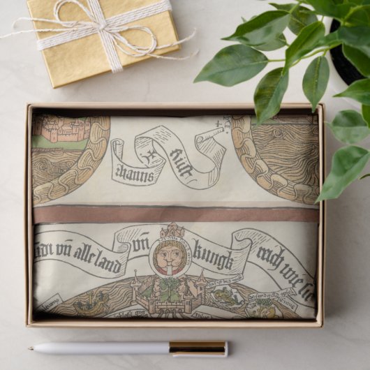 1480 Woodcut Wereldkaart Weefpapier Tissuepapier (Geschenk)