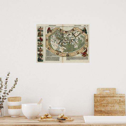 1493 Wereldkaart Poster (Keuken)