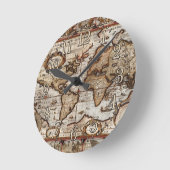 1499 Oude Wereldkaart Antiek geschiedenisontwerpkl Ronde Klok (Hoek)