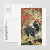 14. 南 雄 図, 若 冲 Rooster, Jakuchu Briefkaart (Voorkant / Achterkant)