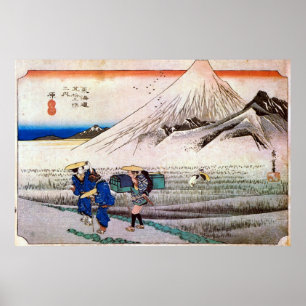 14. 原, 広 Hara-juku, Hiroshige, Ukiyo-e Poster