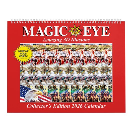 14,25-inch brede 2026 USA Magic Eye-kalender Kalender (Hoes)