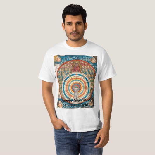 $ 14,95 Antiek Geocentrische Christelijke wereld T-shirt (Voorkant volledig)