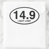 14.9 Ik ben verloren gegaan Ovale Sticker (Tas)