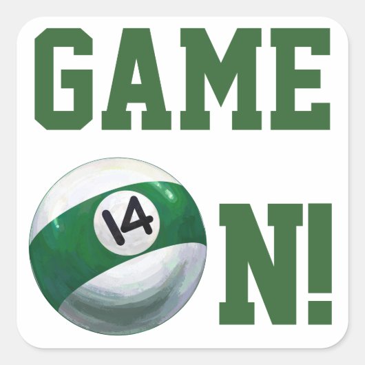14 Ball Vierkante Sticker (Voorkant)