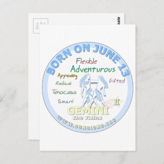 14 de Verjaardag van juni - Tweeling Briefkaart (Voorkant / Achterkant)