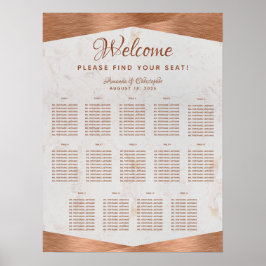 14-delige tafel trouwzaal zitplaatskaart koper mar poster