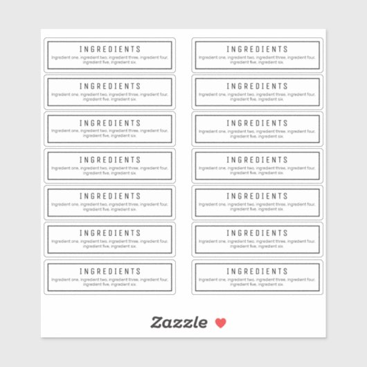14 Duidelijke Ingrediëntenetiketten 2,9 x 1,15 dui Sticker (Vel)