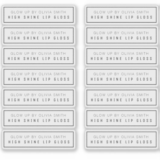14 Duidelijke Lip polijst Etiketten 2,9 X .85 Duim Sticker (Voorkant)