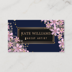 14 elegant bloempatroon, elegante, roze bloemen visitekaartje