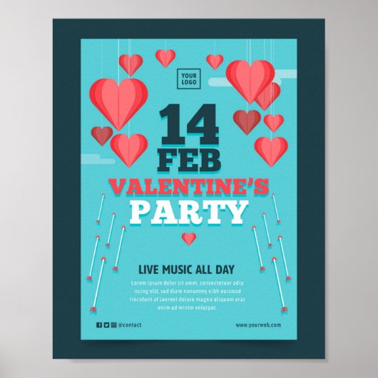 14 FEB Valentijnse PARTIJ Poster (Voorkant)
