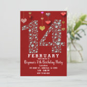 14 februari: 14de Valentijnse partij Red Hearts Kaart (Staand voorkant)