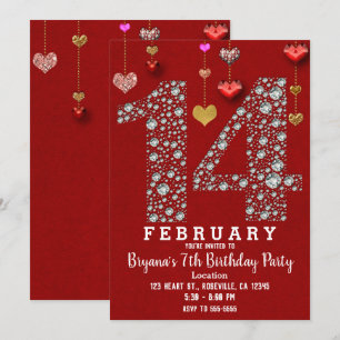 14 februari 14e Red Hearts Valentijnsfeest Kaart