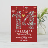 14 februari 14e Roze Harten Valentijnsdag Feest Kaart (Staand voorkant)