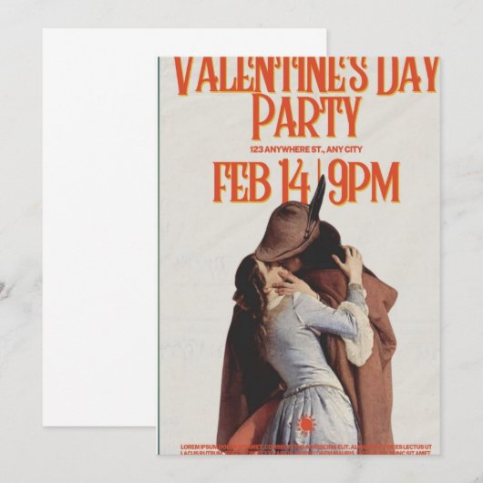 14 februari Valentijns Rad Beige Party uitnodiging (Voorkant / Achterkant)