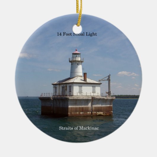 14 Foot Shoal Light-versiering Keramisch Ornament (Voorkant)