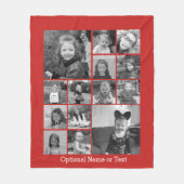14 Foto Collage KAN rode KLEURwitte tekst BEWERKEN Fleece Deken (Voorkant)