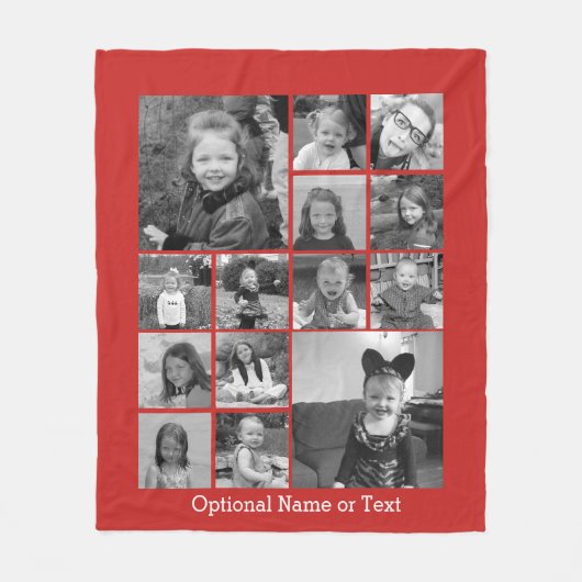 14 Foto Collage KAN rode KLEURwitte tekst BEWERKEN Fleece Deken (Voorkant)