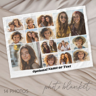14 Foto Collage - Modern Minimaal Wit Zwart Fleece Deken