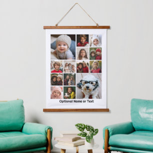 14 Foto Collage Montage en Tekst - Kan worden bewe Hangend Wandkleed