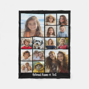 14 foto collage vierkant zwart wit kalligrafie fleece deken