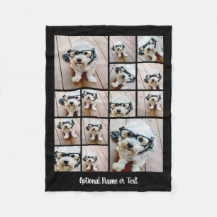 14 Foto Collage vierkante zwarte kalligrafie Fleece Deken