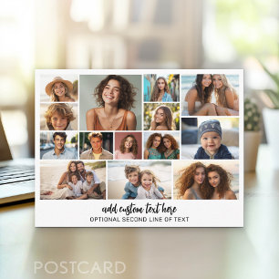 14 foto-collageraster - 2 tekstvakken - zwart wit briefkaart
