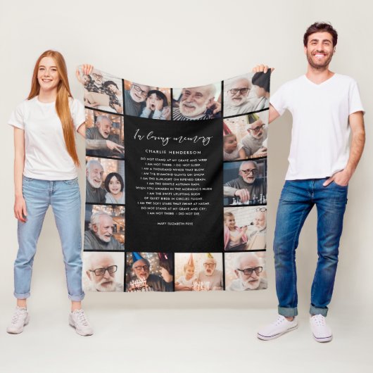 14-Foto in Loving Memory Name & Custom Quote Fleece Deken (In situ)