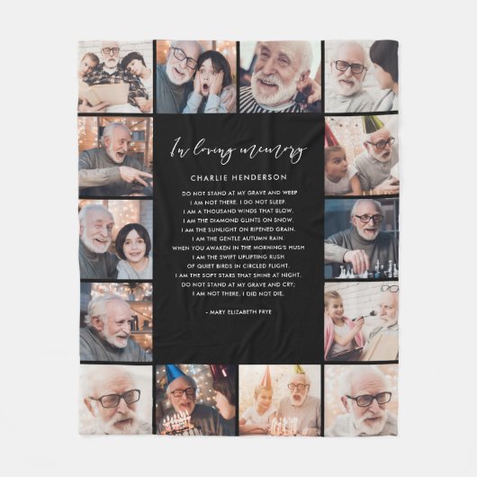 14-Foto in Loving Memory Name & Custom Quote Fleece Deken (Voorkant)