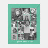 14 Fotocollage - KAN COLOR optionele tekst BEWERKE Fleece Deken (Voorkant)