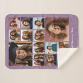 14 Fotocollage - KAN lila optionele tekst BEWERKEN Sherpa Deken (Voorkant (horizontaal))