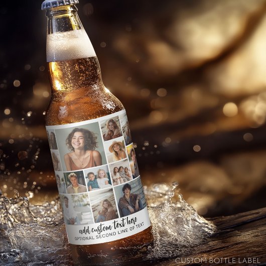 14 Fotocollage Raster - 2 Tekstvakken - zwart wit Bier Etiket